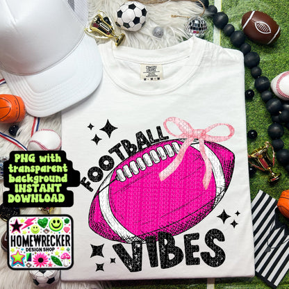 Football coquette bow football pink breast cancer awareness football vibes trendy football digital download PNG for T-shirts and dtf prints