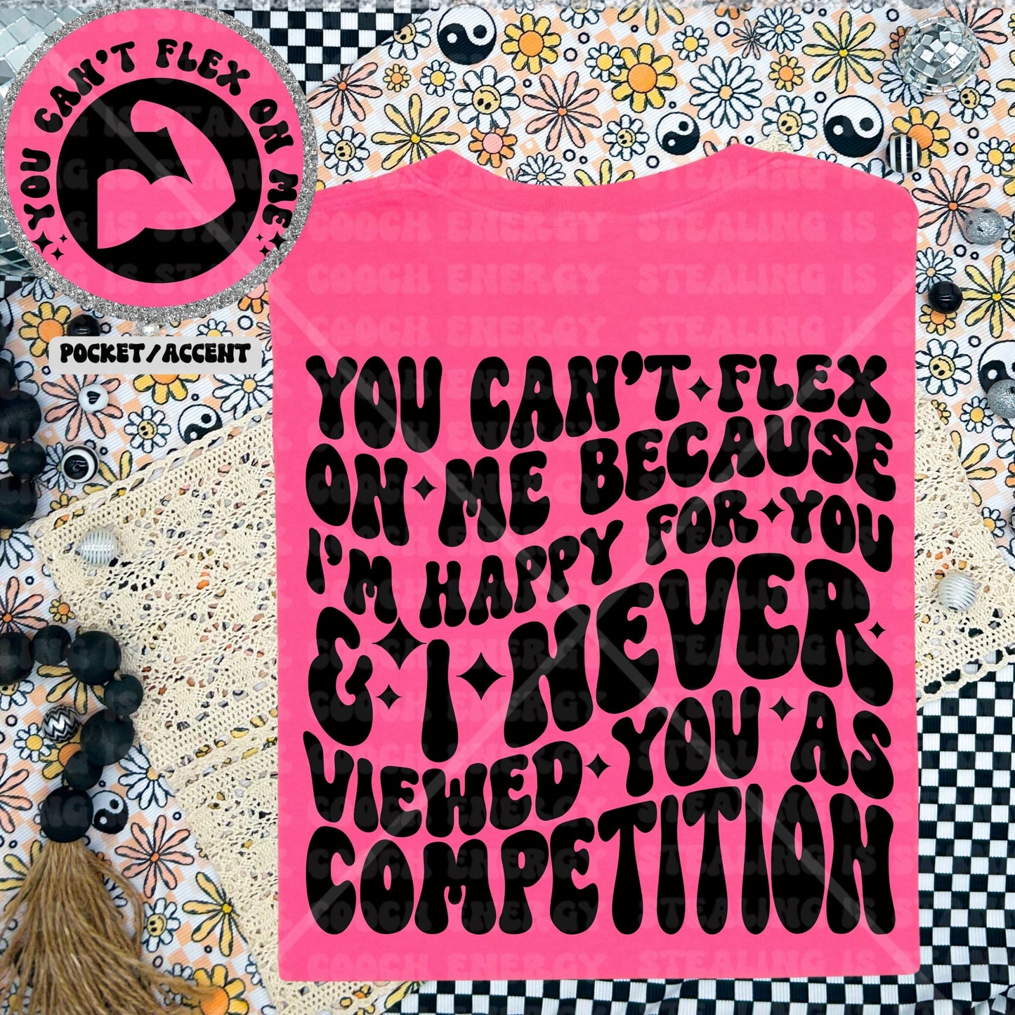 You can’t flex on me because im happy for you and I never viewed you as competition PNG Digital Download Wavy font design with front accent