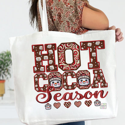 Hot Cocoa PNG Hot Cocoa Season, Peppermint, Hot Cocoa and Marshmallows Tshirt Design PNG Faux Embroidery