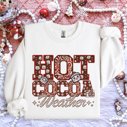 Hot Cocoa PNG Hot Cocoa Weather, Peppermint, Hot Cocoa and Marshmallows Tshirt Design PNG Faux Embroidery