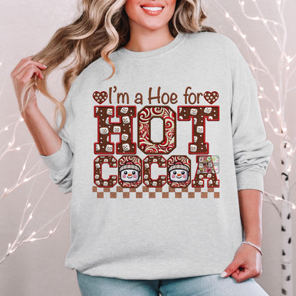 Hot Cocoa PNG I'm a hoe for hot cocoa, Peppermint, Hot Cocoa and Marshmallows Tshirt Design PNG Faux Embroidery