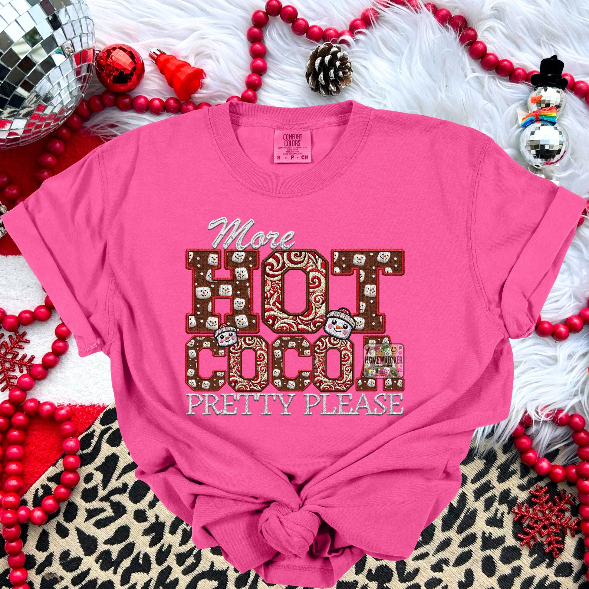 More Hot Cocoa Pretty Please PNG Hot Cocoa, Peppermint, Hot Cocoa and Marshmallows Tshirt Design PNG Faux Embroidery