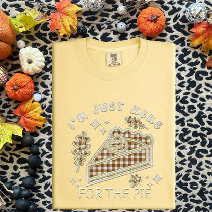 Thanksgiving PNG, I'm just here for the pie, pumpkin pie, faux embroidery, thanksgiving design, tshirt design, PNG