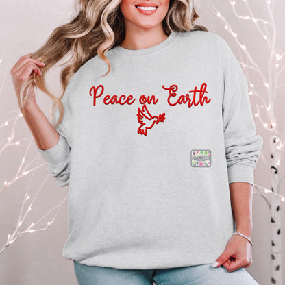 Christmas Peace on Earth PNG Faux Embroidery digital Design Christmas PNG Holiday T-shirt Design Festive Merry Digital Download