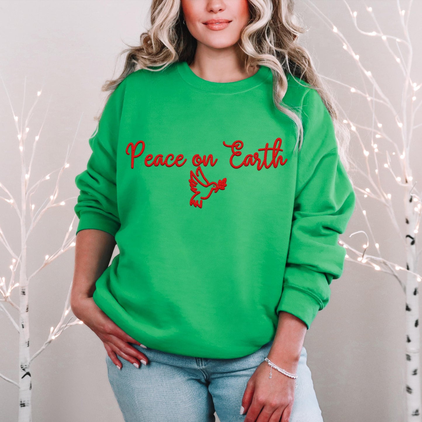 Christmas Peace on Earth PNG Faux Embroidery digital Design Christmas PNG Holiday T-shirt Design Festive Merry Digital Download