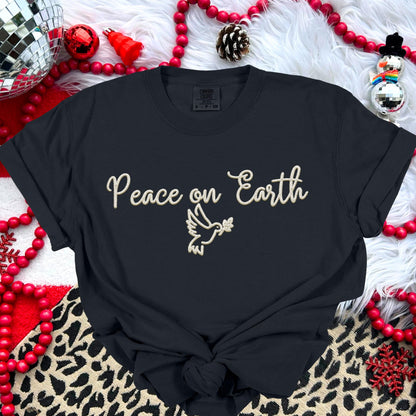 Christmas Peace on Earth PNG Faux Embroidery digital Design Christmas PNG Holiday T-shirt Design Festive Merry Digital Download