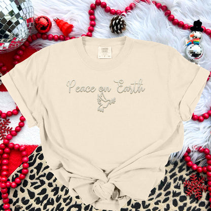 Christmas Peace on Earth PNG Faux Embroidery digital Design Christmas PNG Holiday T-shirt Design Festive Merry Digital Download