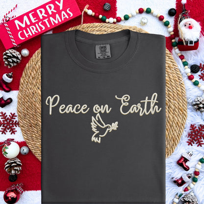 Christmas Peace on Earth PNG Faux Embroidery digital Design Christmas PNG Holiday T-shirt Design Festive Merry Digital Download