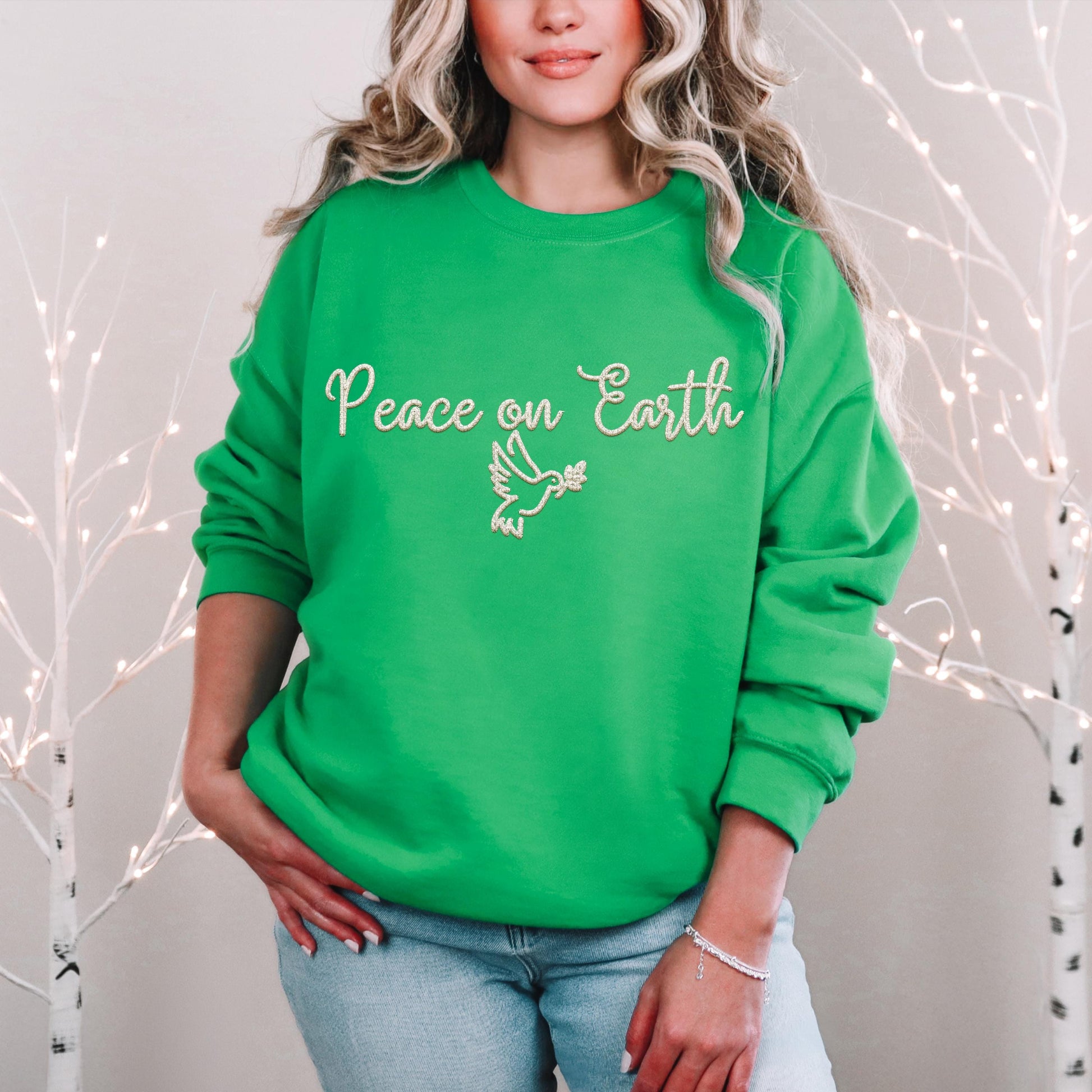 Christmas Peace on Earth PNG Faux Embroidery digital Design Christmas PNG Holiday T-shirt Design Festive Merry Digital Download