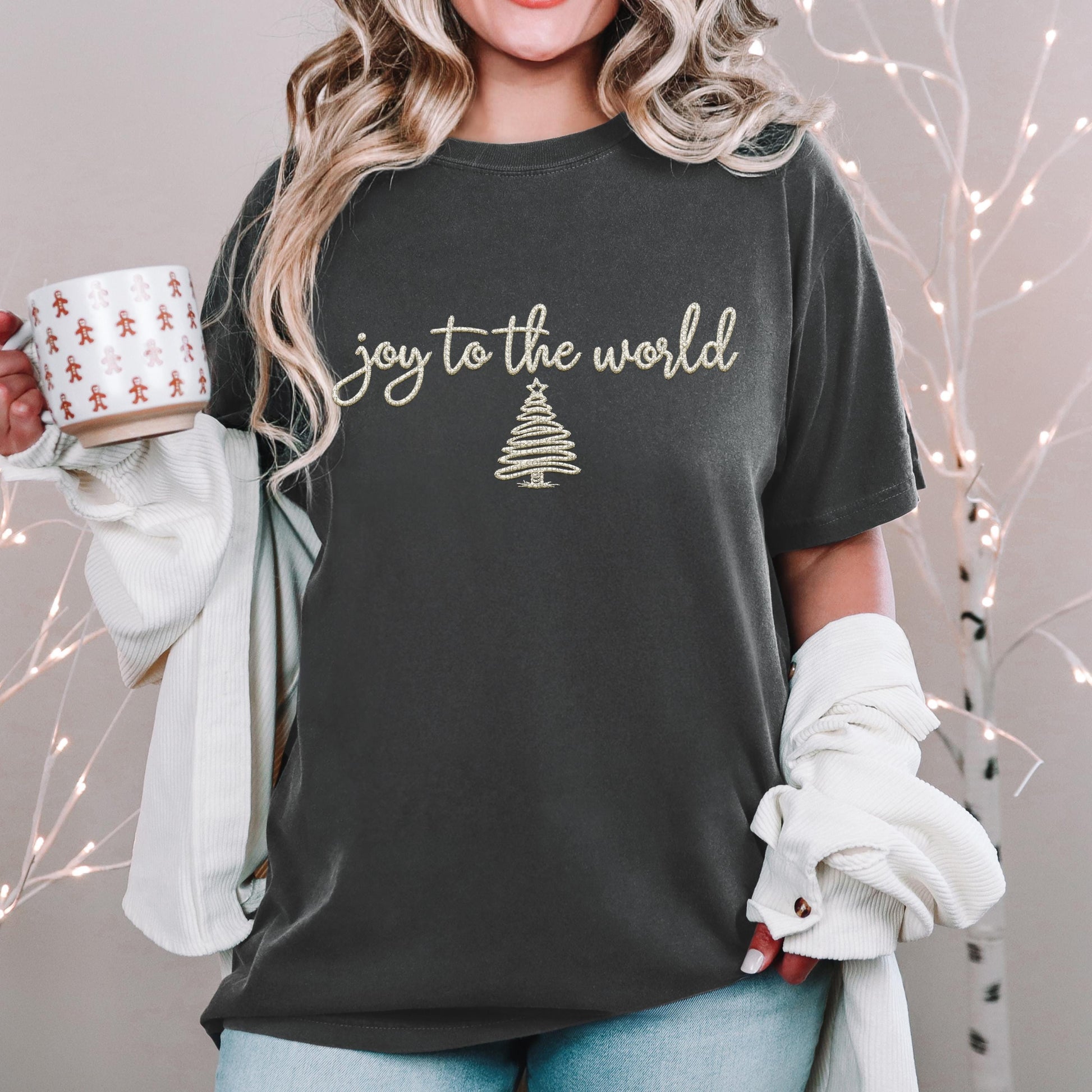 Joy to the world PNG Faux Embroidery digital Design Christmas PNG Holiday T-shirt Design Festive Merry Nativity Scene Digital Download