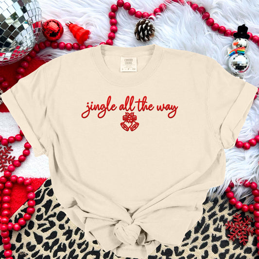 Jingle all the way PNG Faux Embroidery digital Design Christmas PNG Holiday T-shirt Design Festive Merry Nativity Scene Digital Download