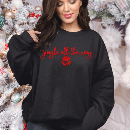 Jingle all the way PNG Faux Embroidery digital Design Christmas PNG Holiday T-shirt Design Festive Merry Nativity Scene Digital Download