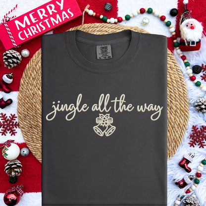 Jingle all the way PNG Faux Embroidery digital Design Christmas PNG Holiday T-shirt Design Festive Merry Nativity Scene Digital Download