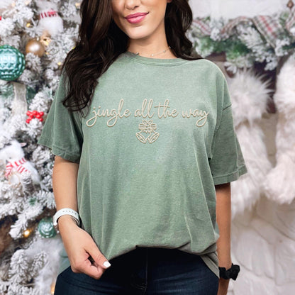 Jingle all the way PNG Faux Embroidery digital Design Christmas PNG Holiday T-shirt Design Festive Merry Nativity Scene Digital Download