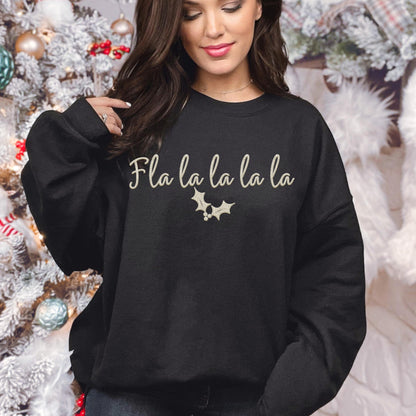 Fla la la la la PNG Faux Embroidery digital Design Christmas PNG Holiday T-shirt Design Festive Merry Nativity Scene Digital Download