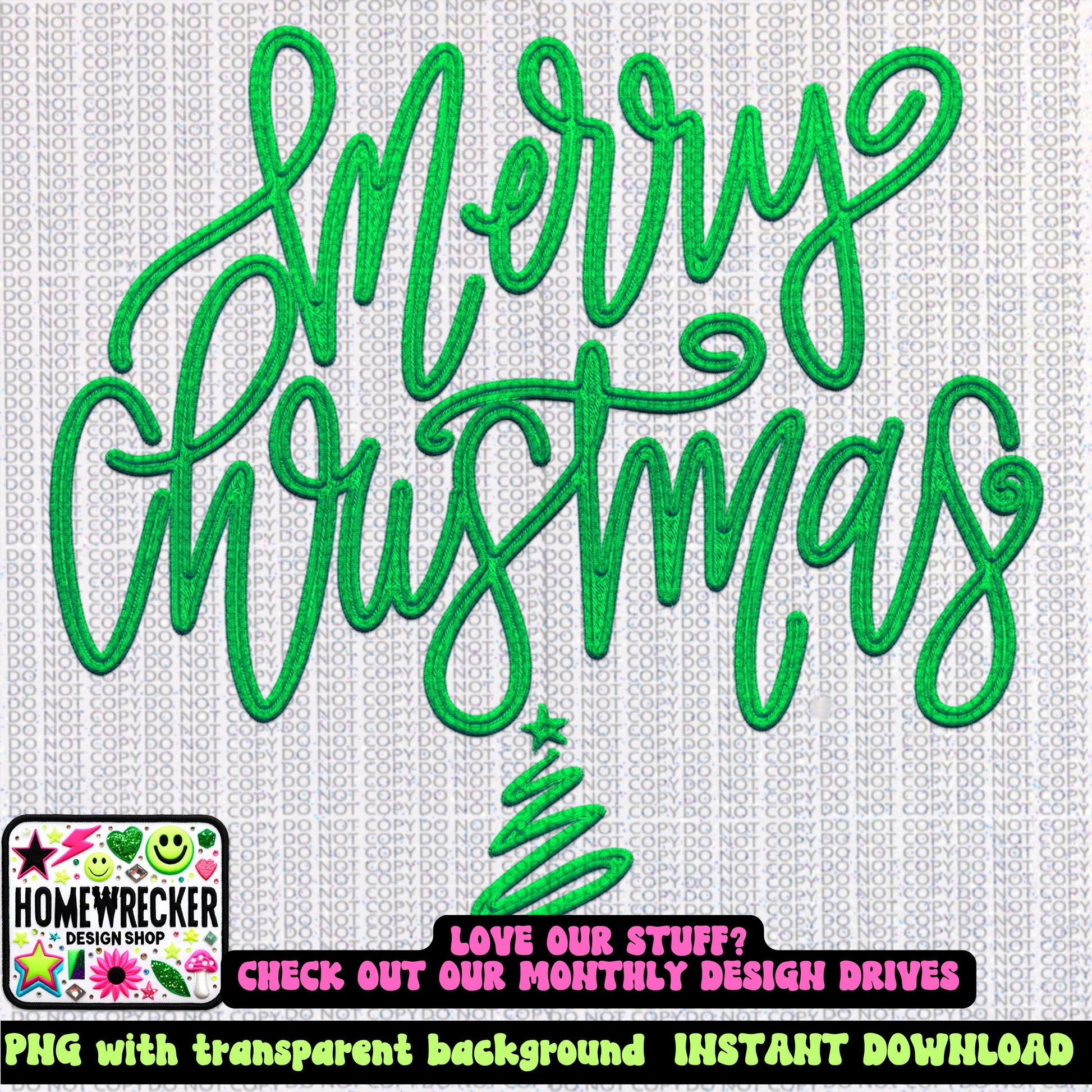 Merry Christmas PNG, faux embroidery digital design, Christmas Holiday design, tshirt design, Script Font Christmas PNG