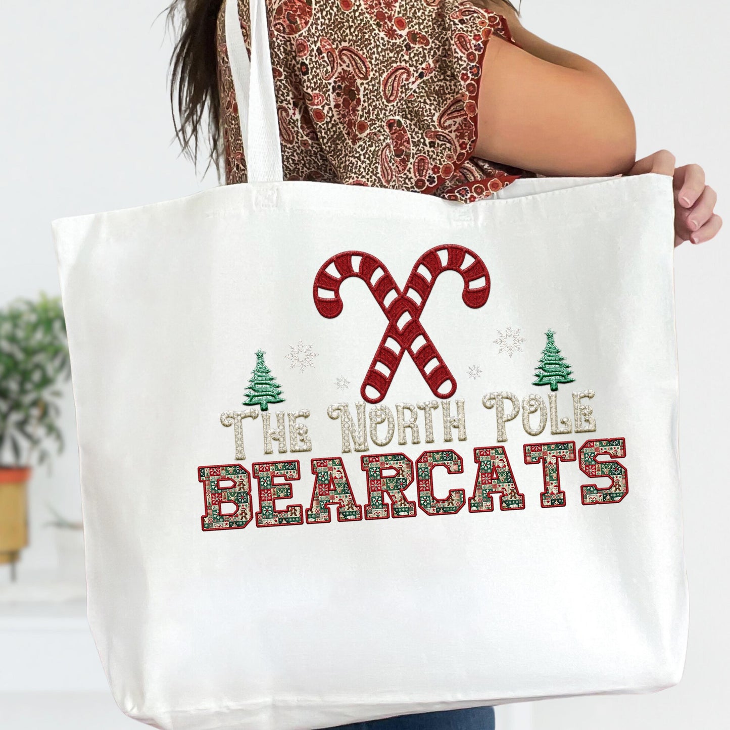 Bearcats Christmas themed Mascot PNG Christmas School Spirit, Holiday Mascot, Game day Christmas Festive, Faux Embroidery Digital Download