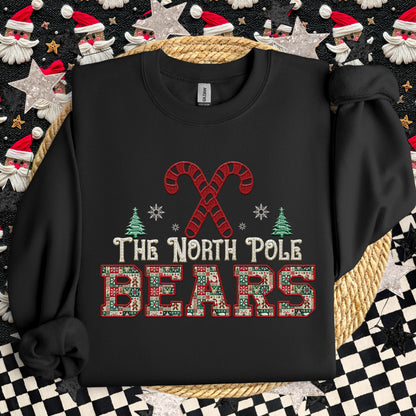 Bears Christmas themed Mascot PNG Christmas School Spirit, Holiday Mascot, Game day Christmas Festive, Faux Embroidery Digital Download