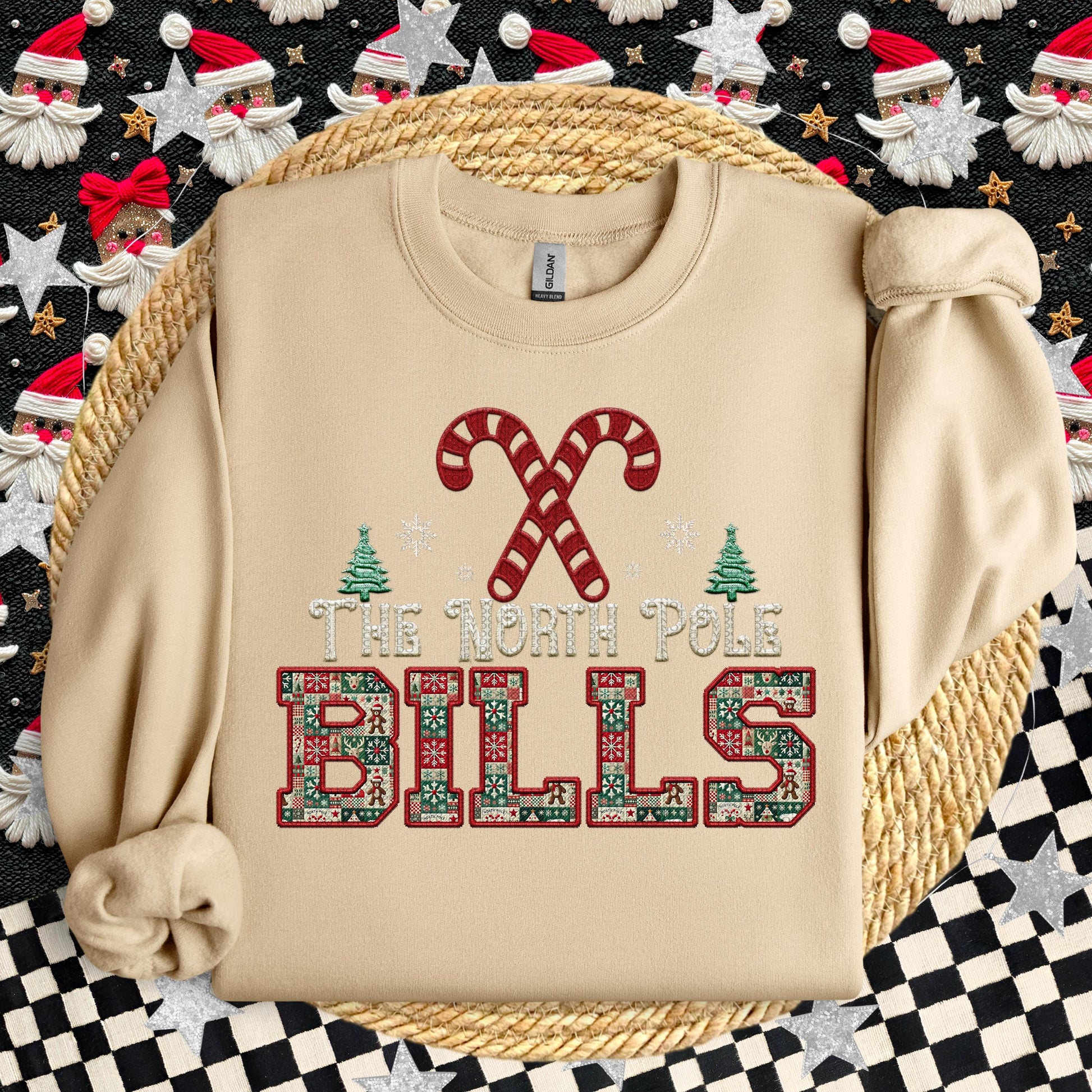 Bills Christmas themed Mascot PNG Christmas School Spirit, Holiday Mascot, Game day Christmas Festive, Faux Embroidery Digital Download