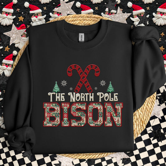 Bison Christmas themed Mascot PNG Christmas School Spirit, Holiday Mascot, Game day Christmas Festive, Faux Embroidery Digital Download