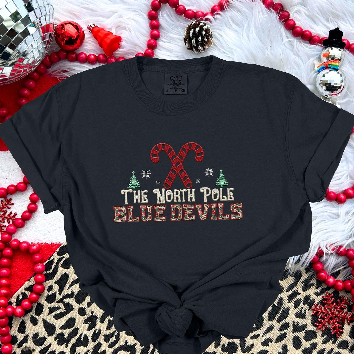 Blue Devils Christmas themed Mascot PNG Christmas School Spirit, Holiday Mascot, Game day Christmas Festive Faux Embroidery Digital Download