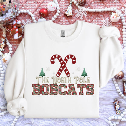 Bobcats Christmas themed Mascot PNG Christmas School Spirit, Holiday Mascot, Game day Christmas Festive Faux Embroidery Digital Download