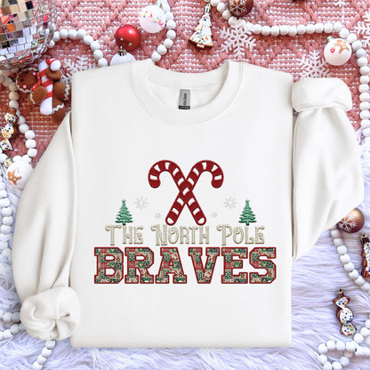 Braves Christmas themed Mascot PNG Christmas School Spirit, Holiday Mascot, Game day Christmas Festive Faux Embroidery Digital Download