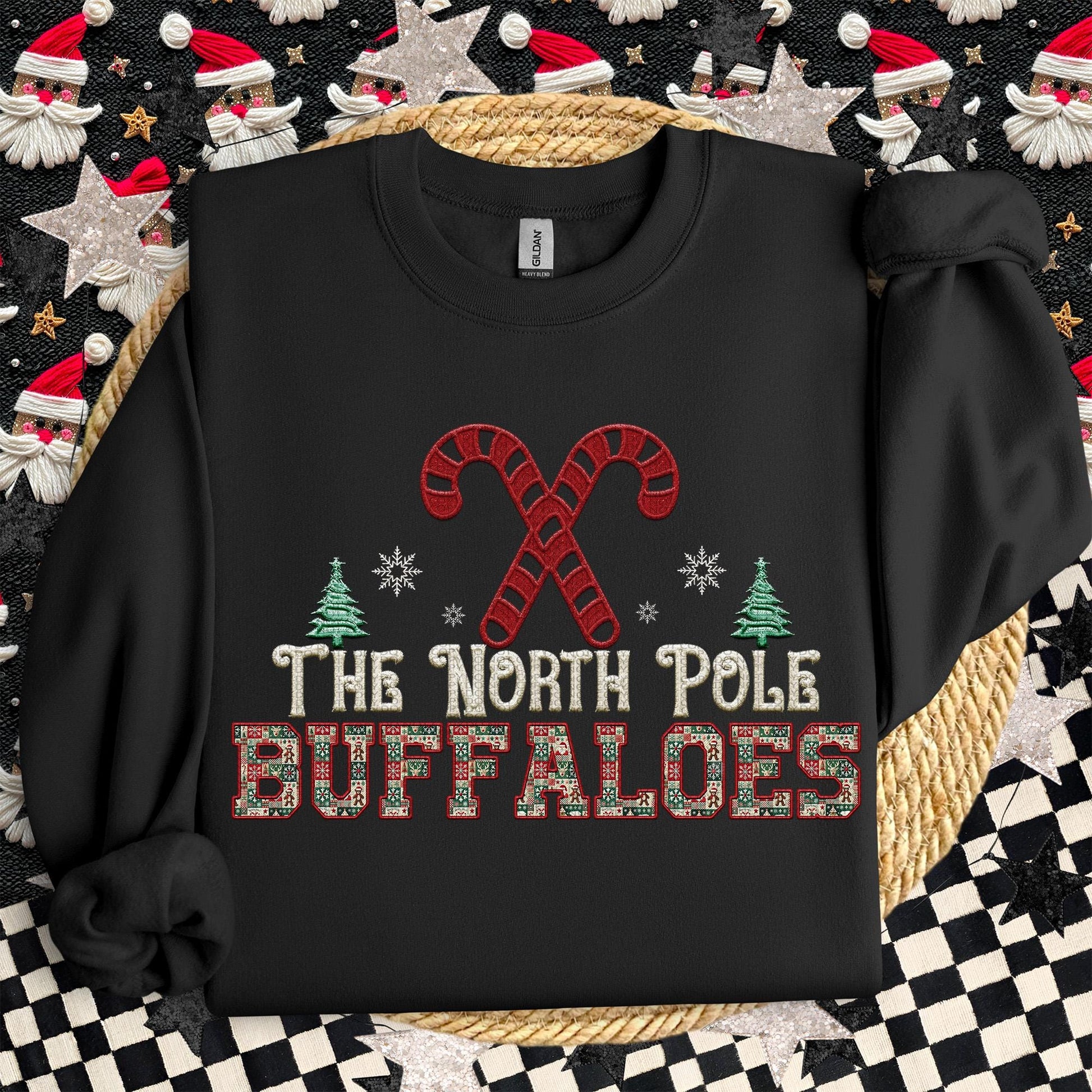 Buffaloes Christmas themed Mascot PNG Christmas School Spirit, Holiday Mascot, Game day Christmas Festive Faux Embroidery Digital Download