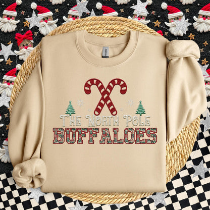 Buffaloes Christmas themed Mascot PNG Christmas School Spirit, Holiday Mascot, Game day Christmas Festive Faux Embroidery Digital Download