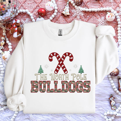 Bulldogs Christmas themed Mascot PNG Christmas School Spirit, Holiday Mascot, Game day Christmas Festive Faux Embroidery Digital Download