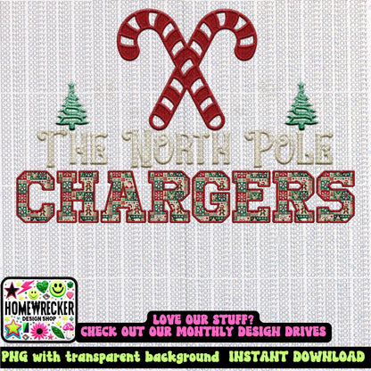 Chargers Christmas themed Mascot PNG Christmas School Spirit, Holiday Mascot, Game day Christmas Festive Faux Embroidery Digital Download