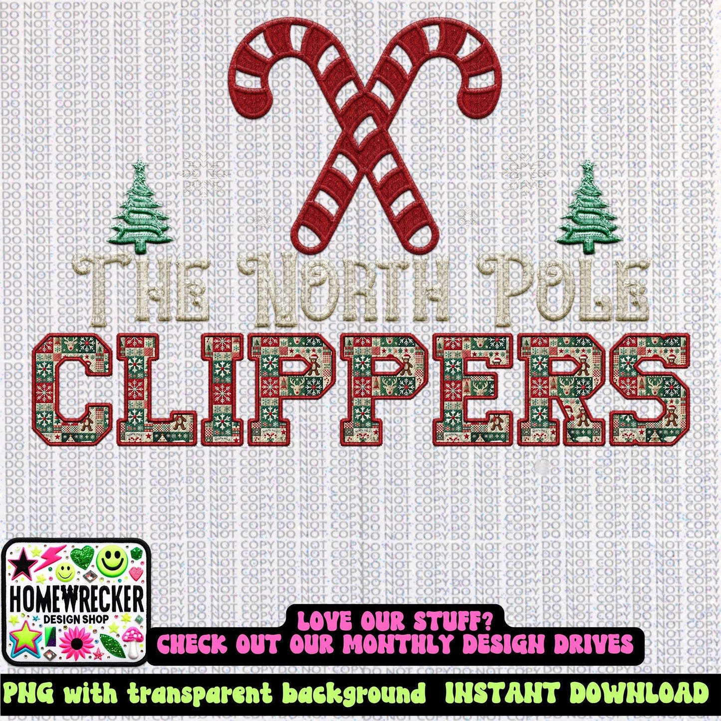 Clippers Christmas themed Mascot PNG Christmas School Spirit, Holiday Mascot, Game day Christmas Festive Faux Embroidery Digital Download