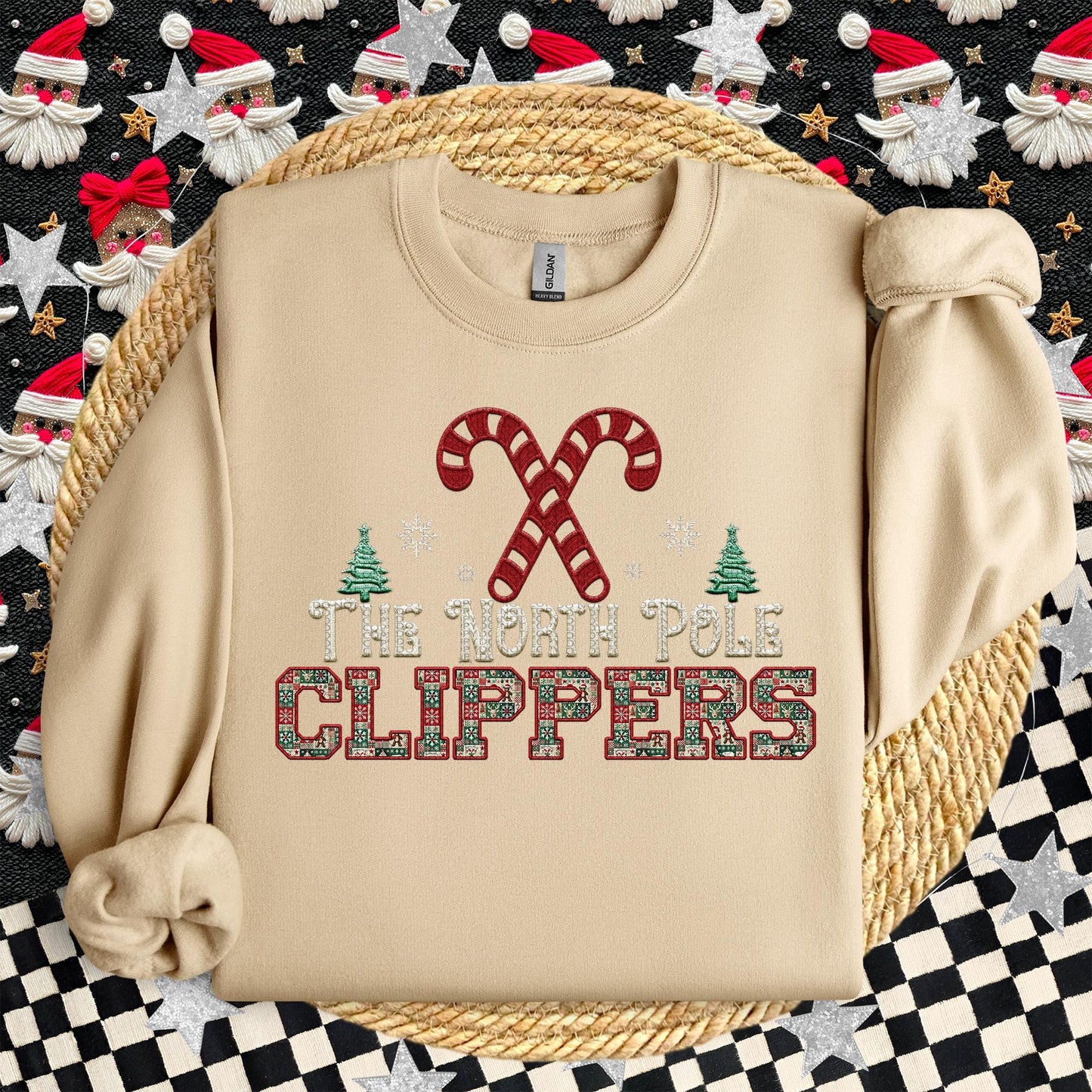 Clippers Christmas themed Mascot PNG Christmas School Spirit, Holiday Mascot, Game day Christmas Festive Faux Embroidery Digital Download