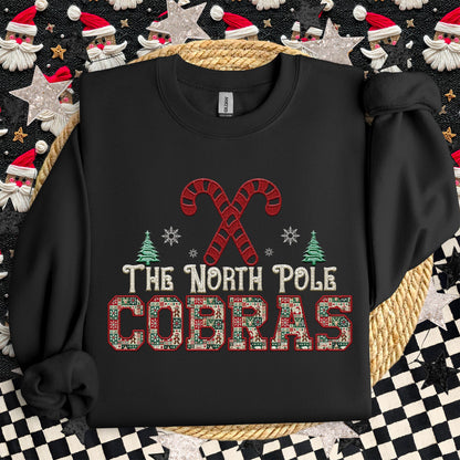 Cobras Christmas themed Mascot PNG Christmas School Spirit, Holiday Mascot, Game day Christmas Festive Faux Embroidery Digital Download