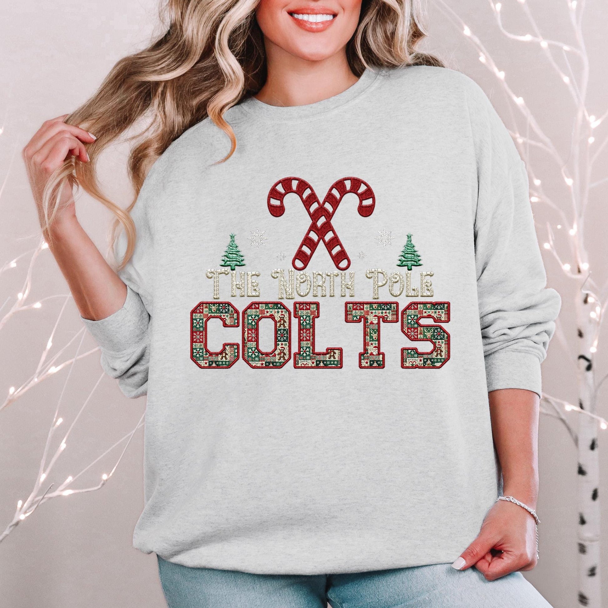 Colts Christmas themed Mascot PNG Christmas School Spirit, Holiday Mascot, Game day Christmas Festive Faux Embroidery Digital Download