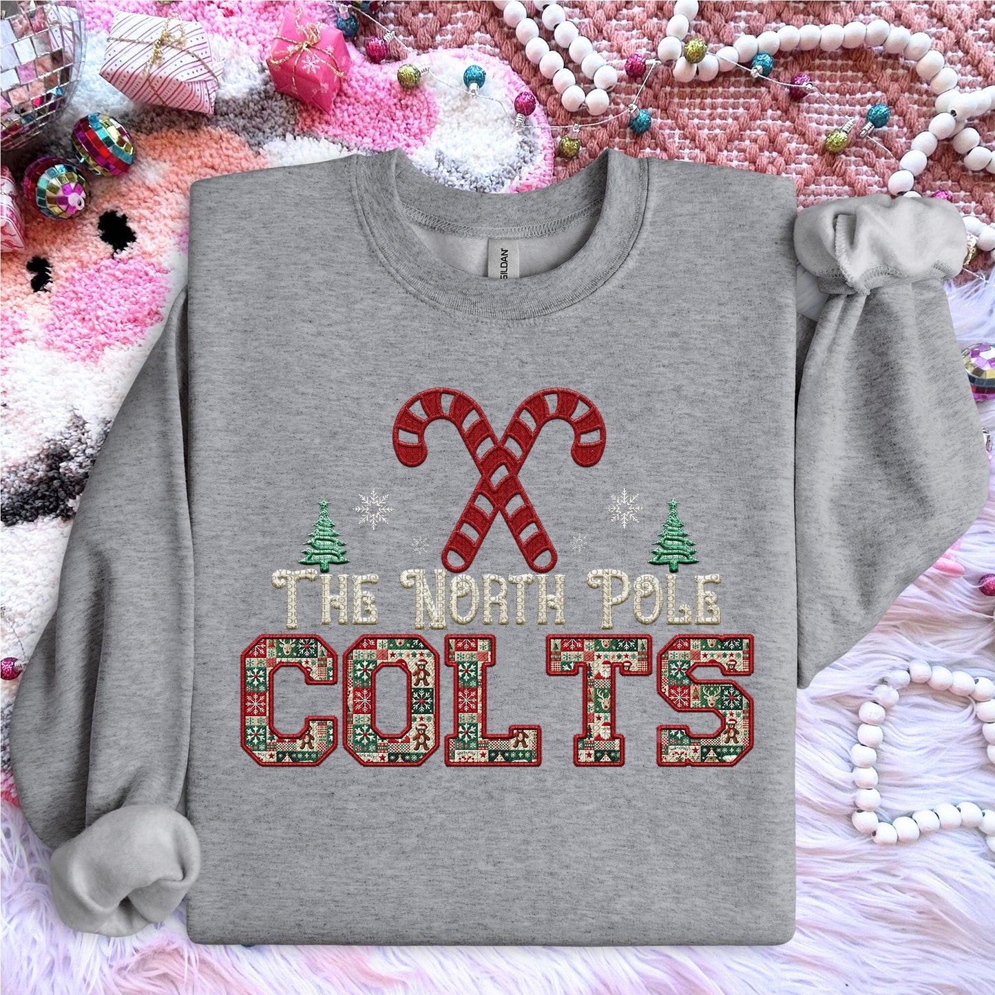 Colts Christmas themed Mascot PNG Christmas School Spirit, Holiday Mascot, Game day Christmas Festive Faux Embroidery Digital Download