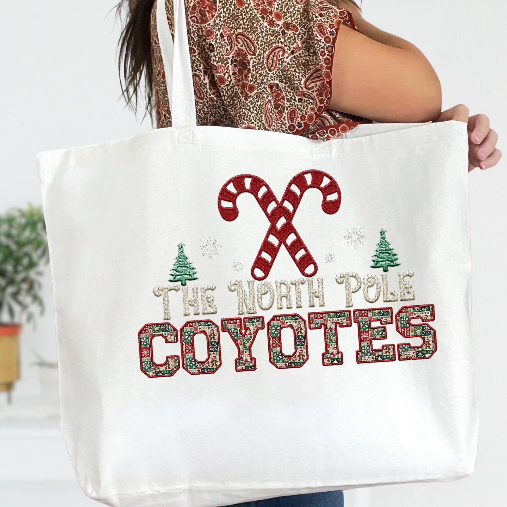 Coyotes Christmas themed Mascot PNG Christmas School Spirit, Holiday Mascot, Game day Christmas Festive Faux Embroidery Digital Download