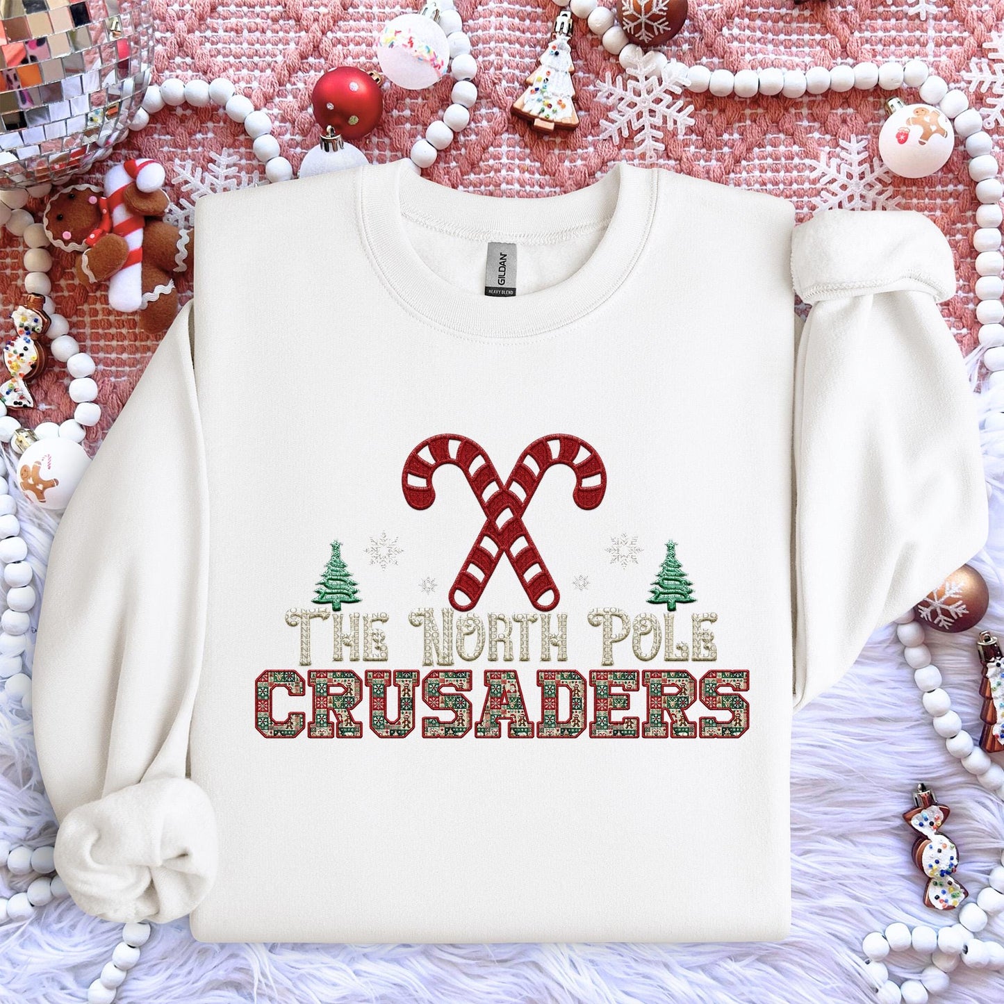 Crusaders Christmas themed Mascot PNG Christmas School Spirit, Holiday Mascot, Game day Christmas Festive Faux Embroidery Digital Download