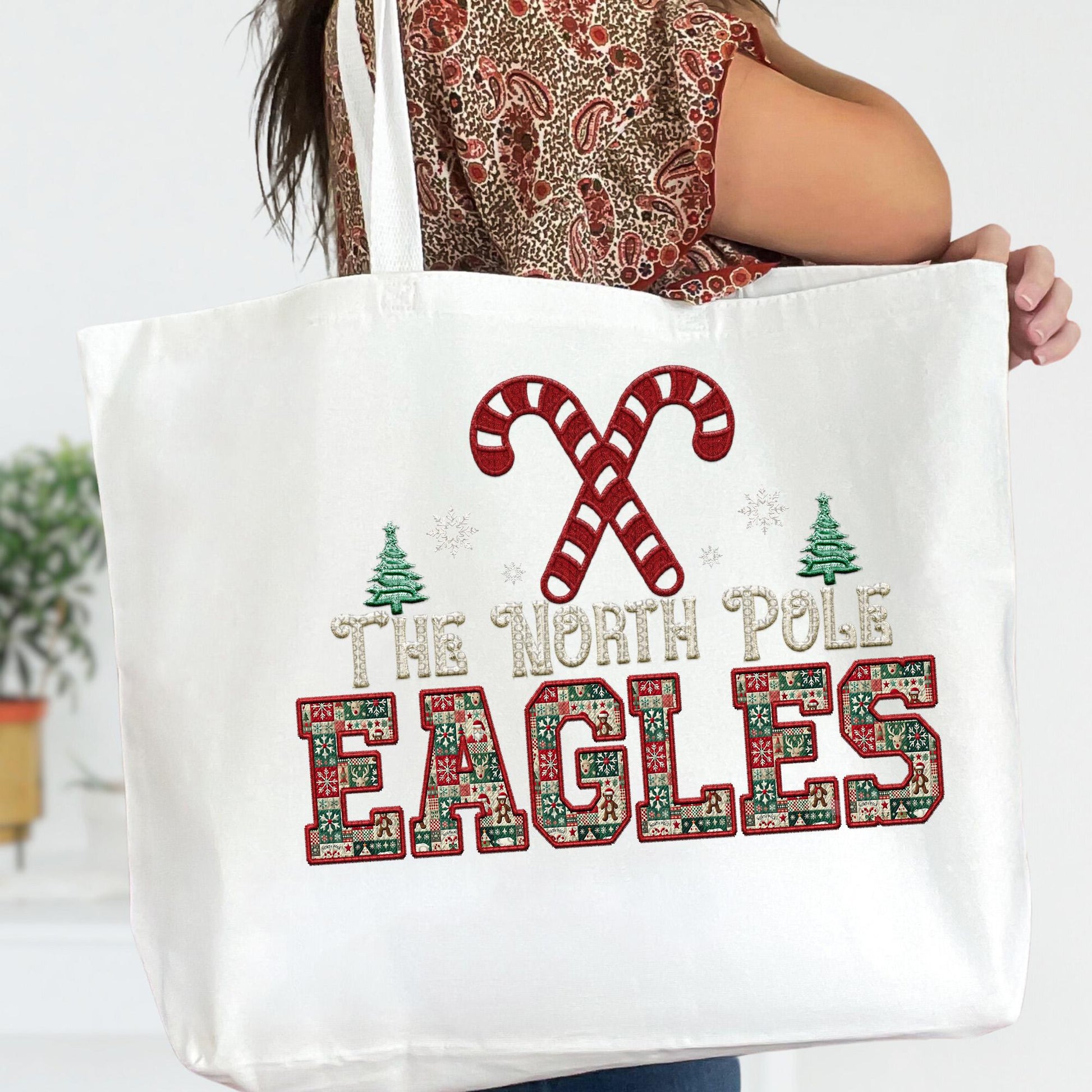 Eagles Christmas themed Mascot PNG Christmas School Spirit, Holiday Mascot, Game day Christmas Festive Faux Embroidery Digital Download