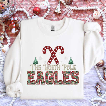 Eagles Christmas themed Mascot PNG Christmas School Spirit, Holiday Mascot, Game day Christmas Festive Faux Embroidery Digital Download