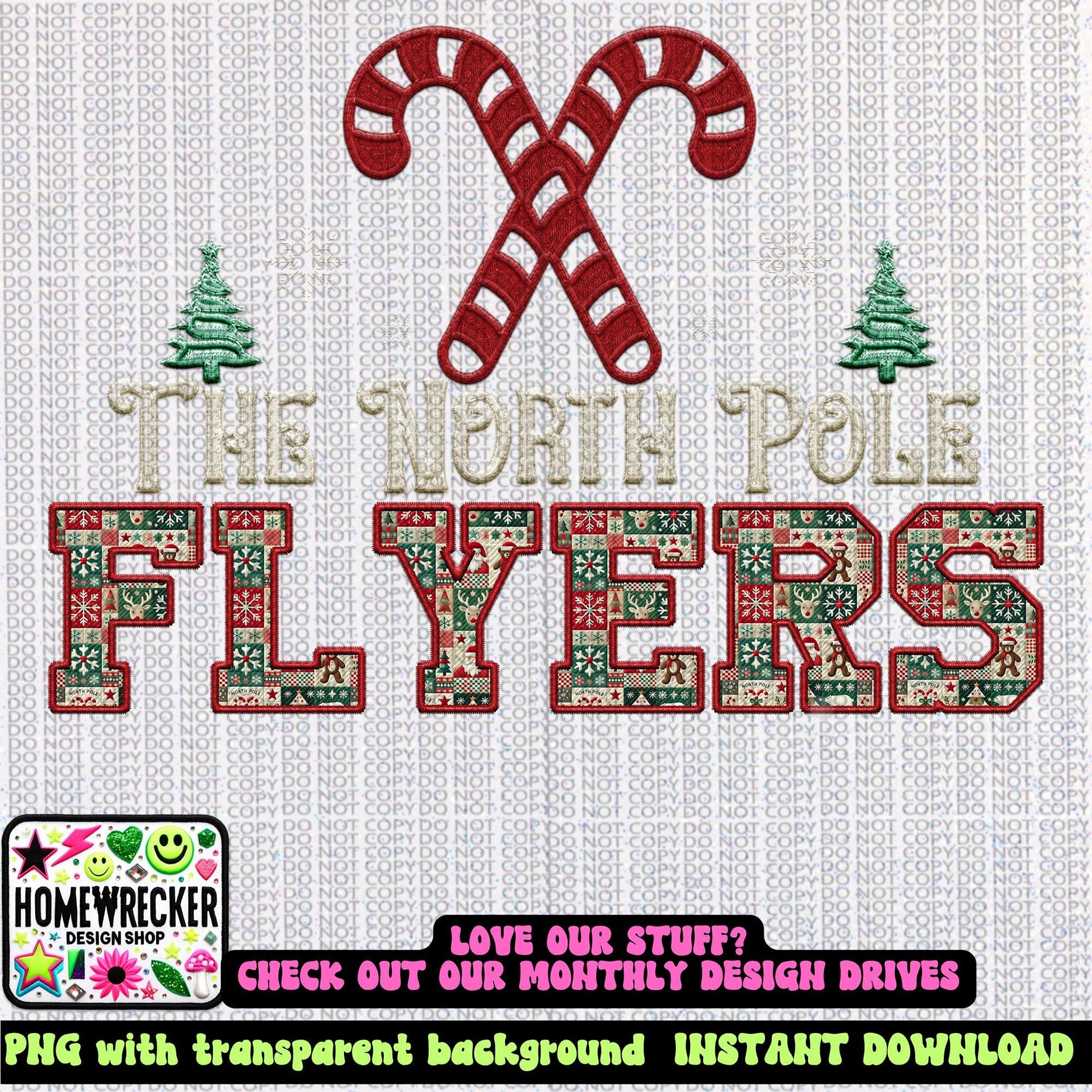 Flyers Christmas themed Mascot PNG Christmas School Spirit, Holiday Mascot, Game day Christmas Festive Faux Embroidery Digital Download