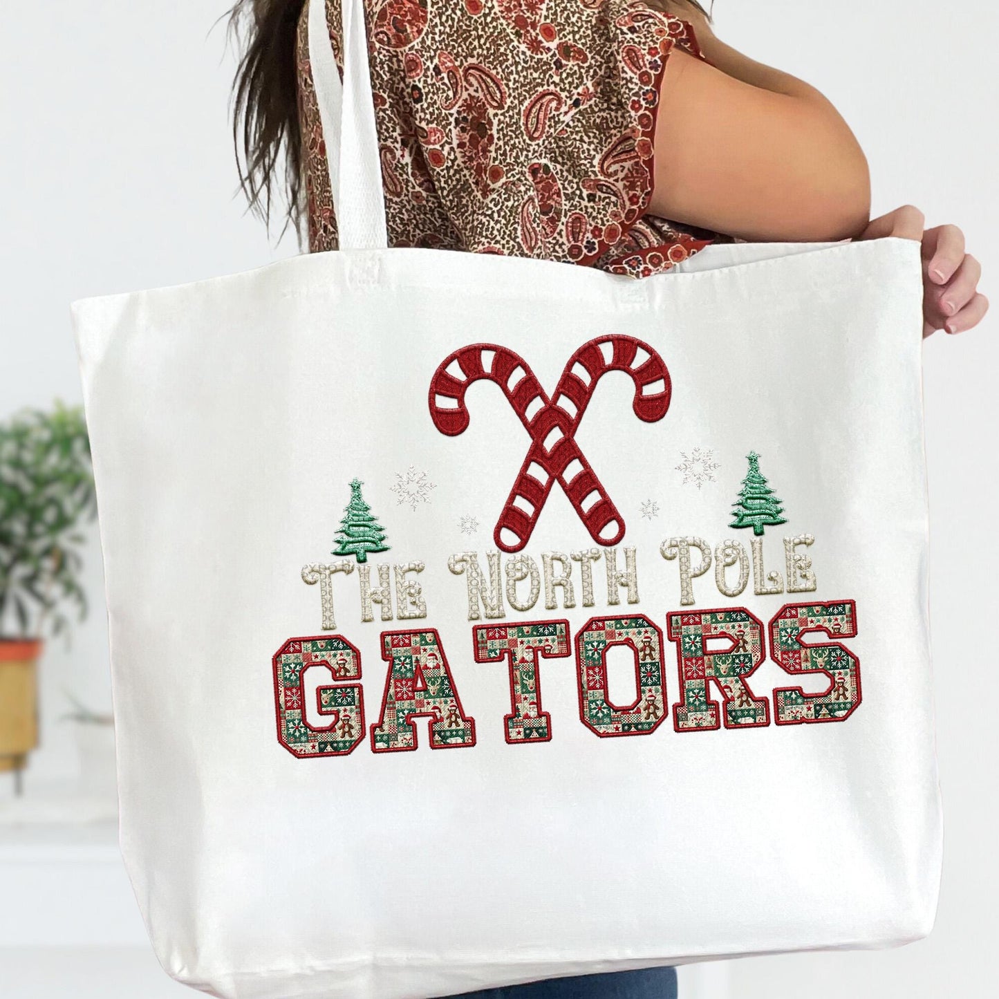 Gators Christmas themed Mascot PNG Christmas School Spirit, Holiday Mascot, Game day Christmas Festive Faux Embroidery Digital Download