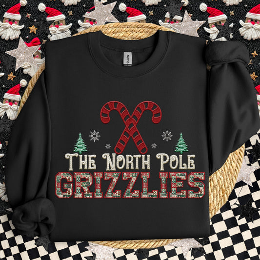 Grizzlies Christmas themed Mascot PNG Christmas School Spirit, Holiday Mascot, Game day Christmas Festive Faux Embroidery Digital Download