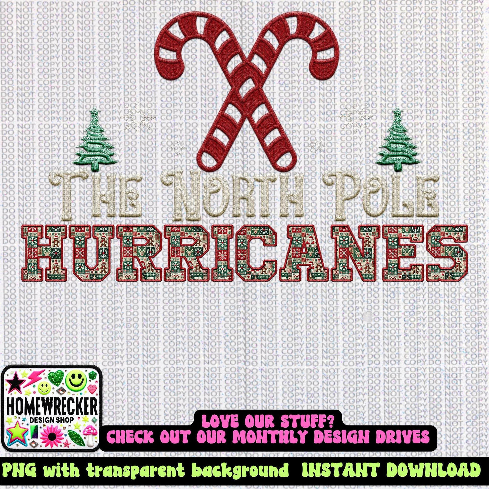 Hurricanes Christmas themed Mascot PNG Christmas School Spirit, Holiday Mascot, Game day Christmas Festive Faux Embroidery Digital Download