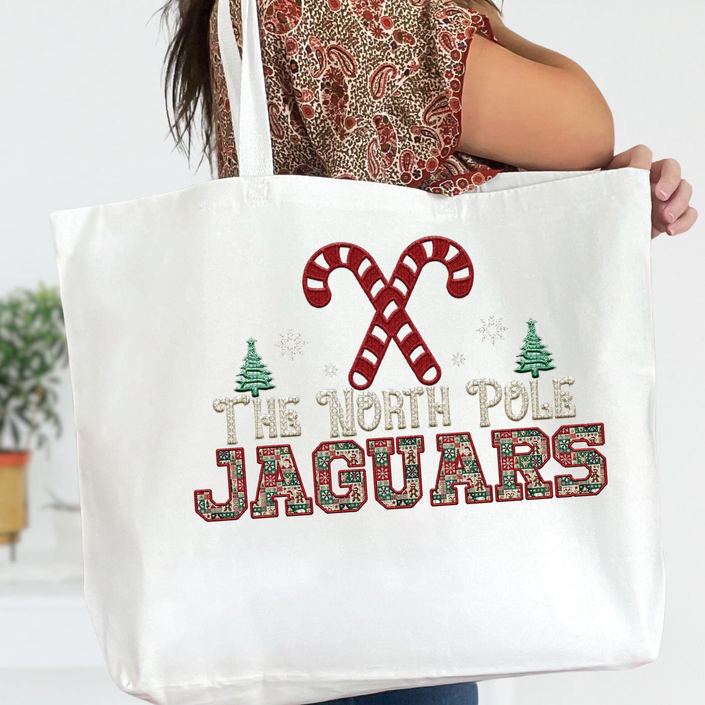 Jaguars Christmas themed Mascot PNG Christmas School Spirit, Holiday Mascot, Game day Christmas Festive Faux Embroidery Digital Download