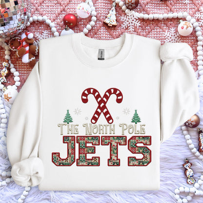 Jets Christmas themed Mascot PNG Christmas School Spirit, Holiday Mascot, Game day Christmas Festive Faux Embroidery Digital Download