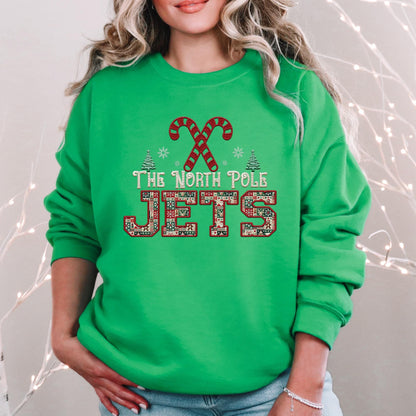 Jets Christmas themed Mascot PNG Christmas School Spirit, Holiday Mascot, Game day Christmas Festive Faux Embroidery Digital Download