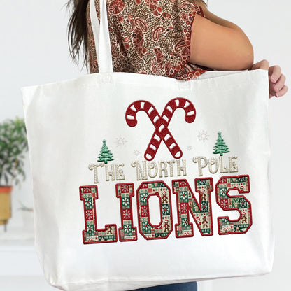 Lions Christmas themed Mascot PNG Christmas School Spirit, Holiday Mascot, Game day Christmas Festive Faux Embroidery Digital Download