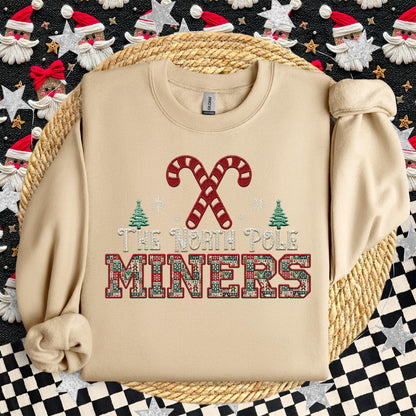 Miners Christmas themed Mascot PNG Christmas School Spirit, Holiday Mascot, Game day Christmas Festive Faux Embroidery Digital Download