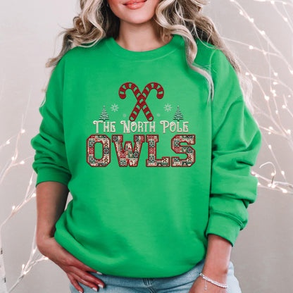 Owls Christmas themed Mascot PNG Christmas School Spirit, Holiday Mascot, Game day Christmas Festive Faux Embroidery Digital Download